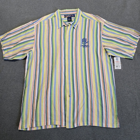 Miskeen Other - Miskeen Originals Mens 3XL 100% Linen Shirt NWT Short Sleeve Button Up Colorful